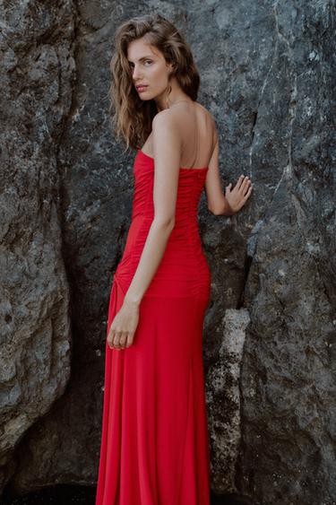 ROBE LONGUE DRAPÉE - Rouge vif de Zara - Image 4