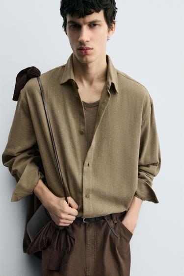 COTTON BLEND TEXTURED SHIRT - Tobacco by Zara - Image 4