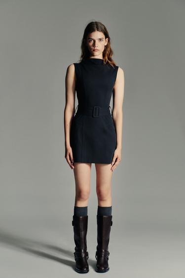 SHORT BELTED DRESS - Dark navy by Zara