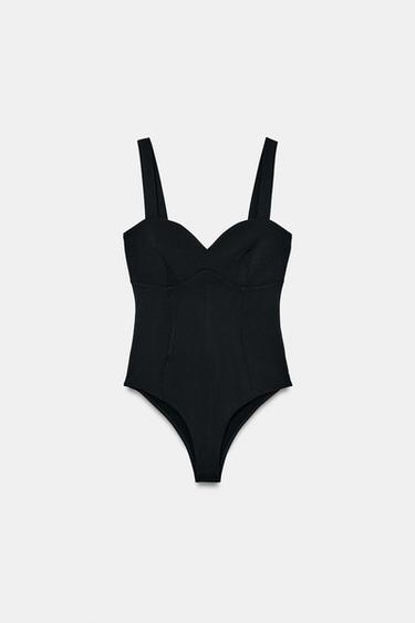 Zara STRAPPY BODYSUIT - Black