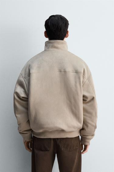 FAUX SUEDE QUILTED JACKET - Light grey by Zara