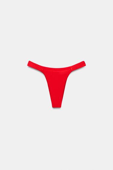 Zara 緞面比基尼下裝 - 紅色