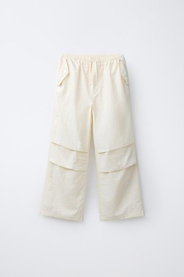 PANTALÓN WIDE LEG NYLON - Mantequilla de Zara - Imagen 0