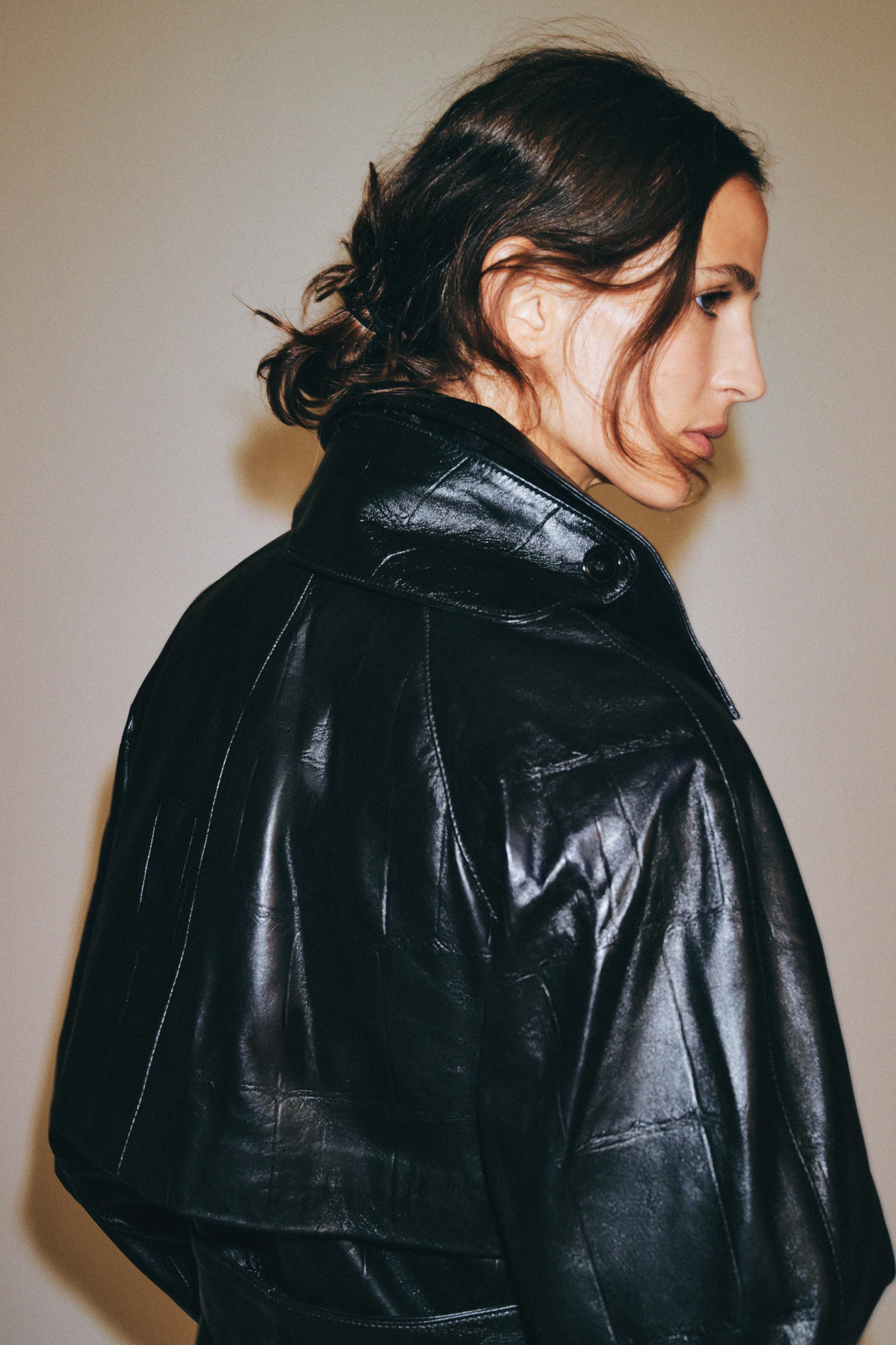 100% LEATHER LONG TRENCH COAT ZW COLLECTION