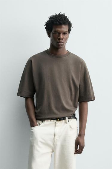HEAVYWEIGHT BOXY FIT T-SHIRT - Taupe grey by Zara