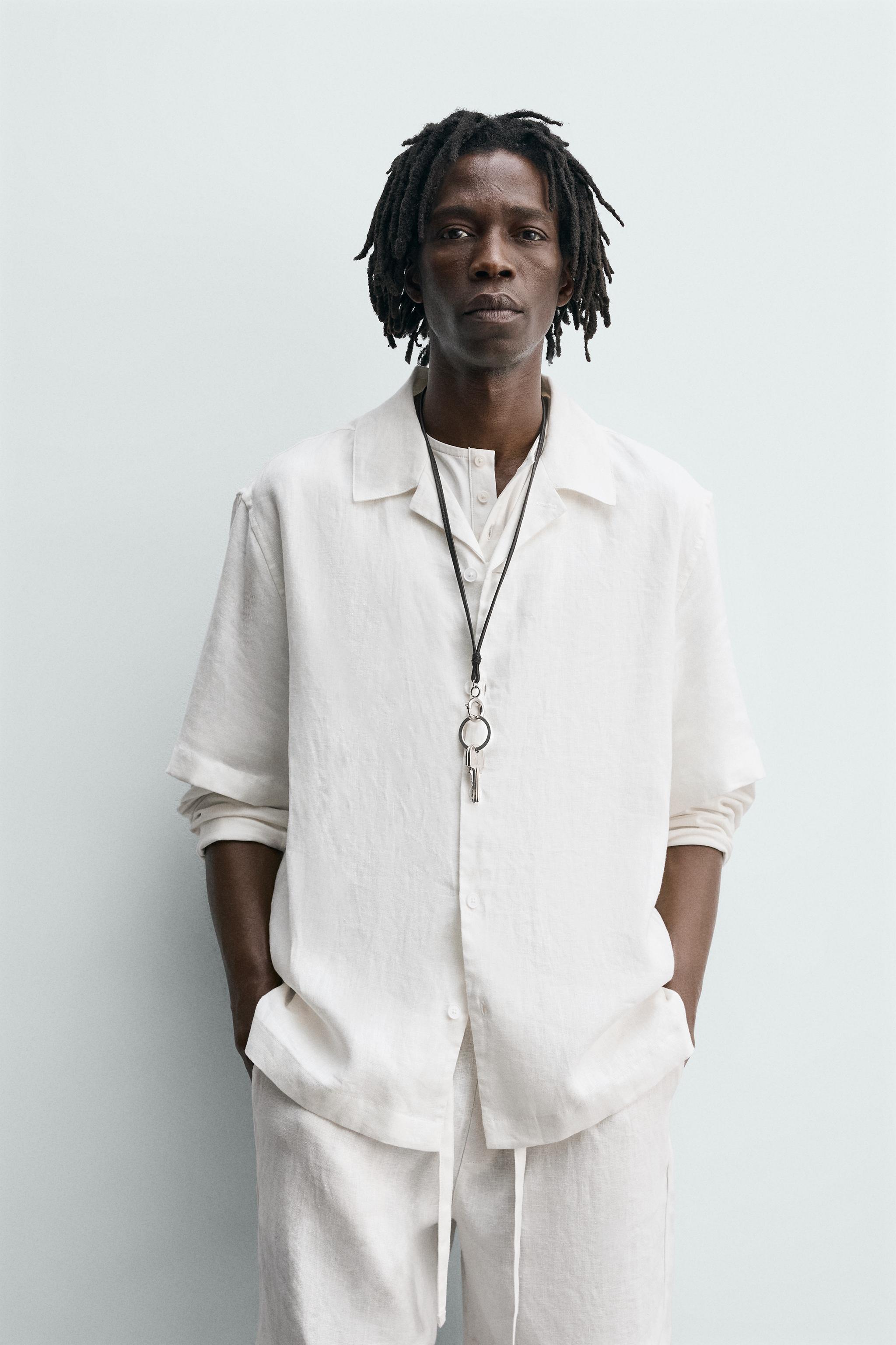 100% LINEN RELAXED FIT SHIRT — White