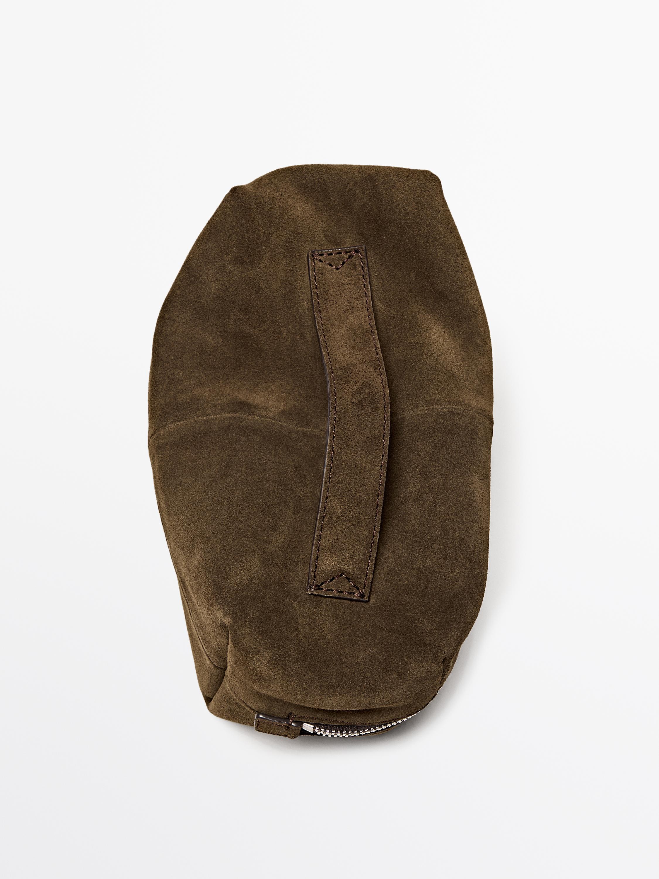 Trousse de toilette fermeture Éclair en cuir et daim