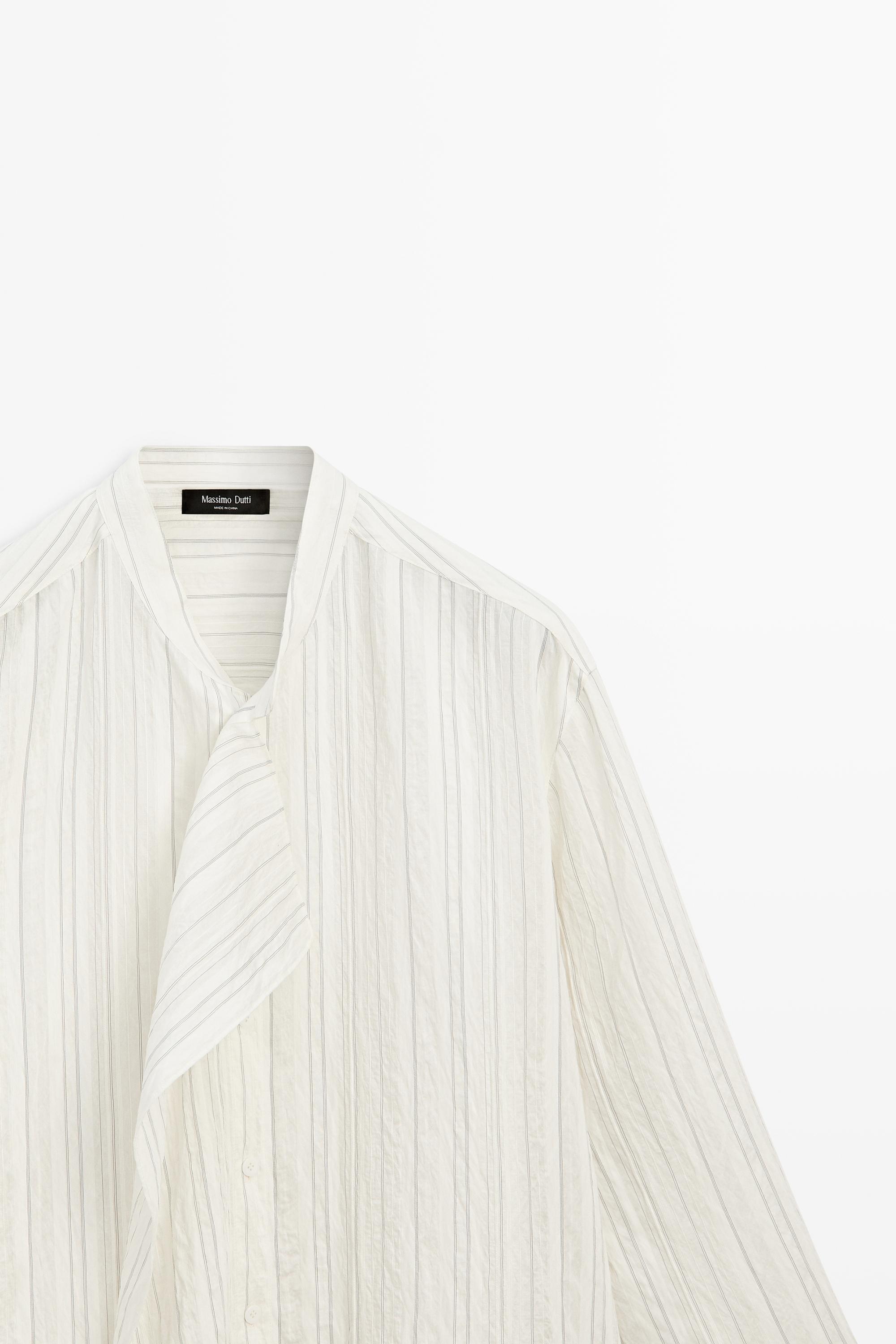 Striped flowing wrap shirt