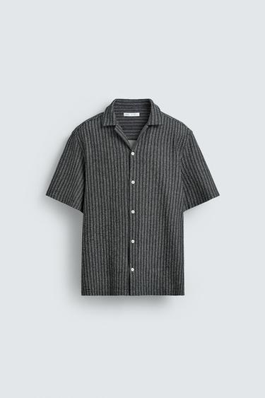 РУБАШКА ИЗ РЕЛЬЕФНОЙ ТКАНИ — МОРСКОЙ СИНИЙ от Zara