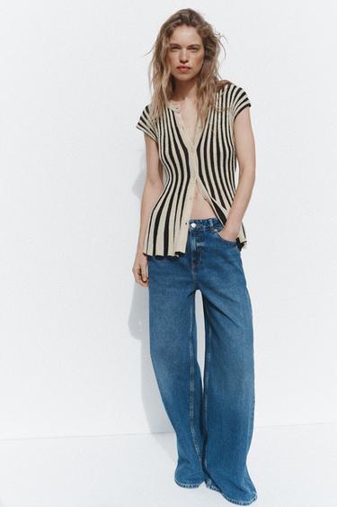 TOP PUNTO CORTADO RAYAS - Crudo / Negro de Zara - Imagen 0