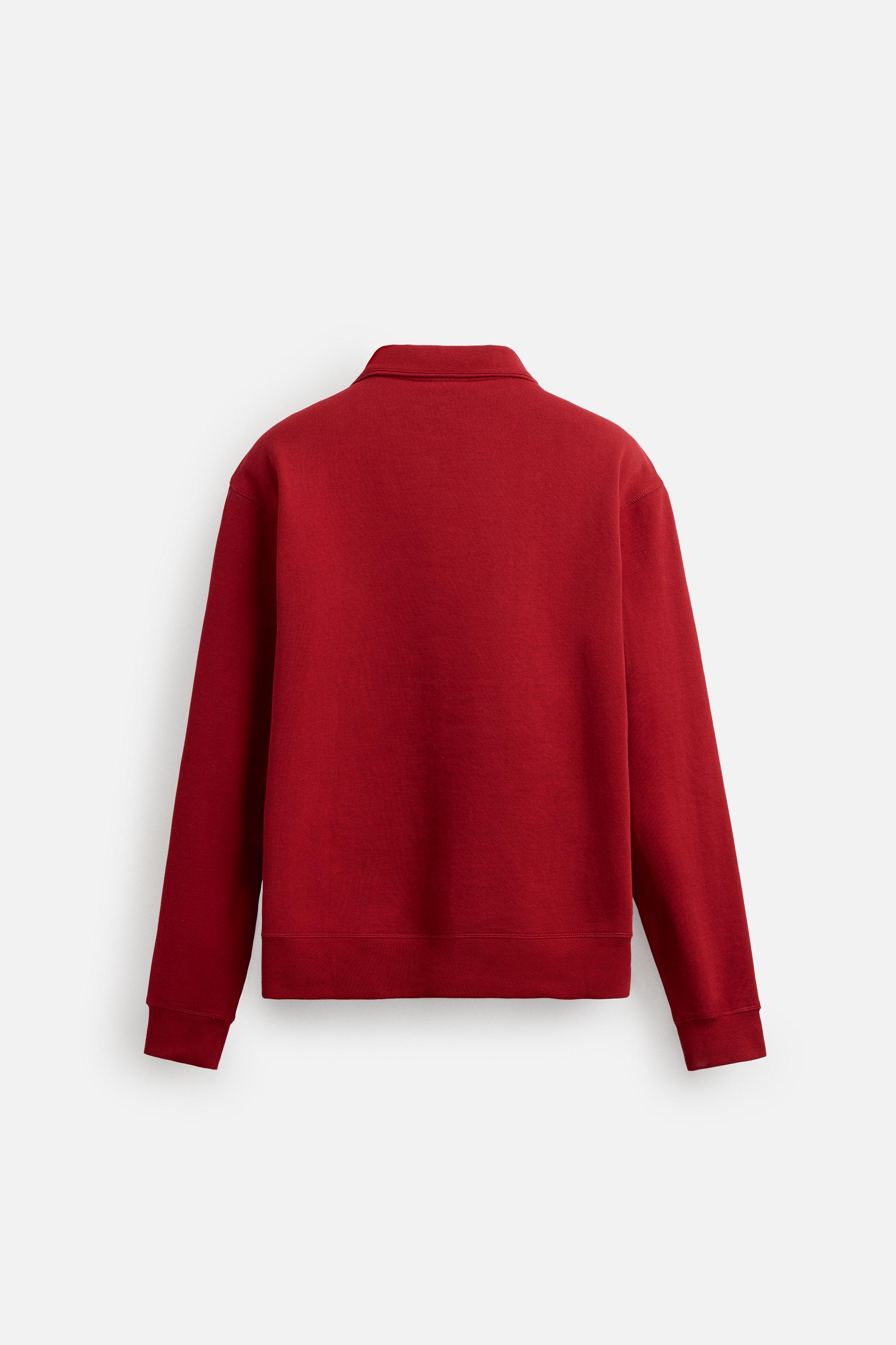 BASIC QUARTER-ZIP SWEATSHIRT - Red | ZARA Canada