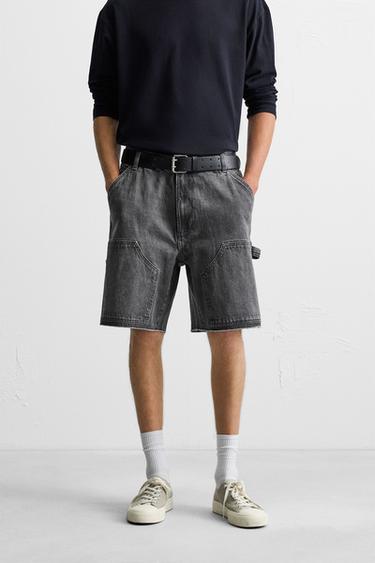 Zara CARPENTER POCKET BERMUDA SHORTS - Dark gray