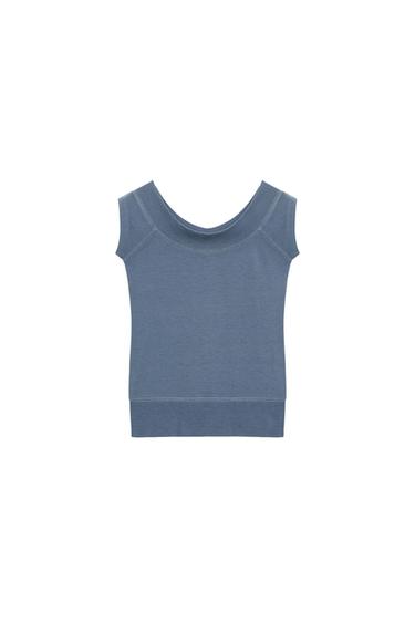 BOAT NECK TOP - Light blue by Zara
