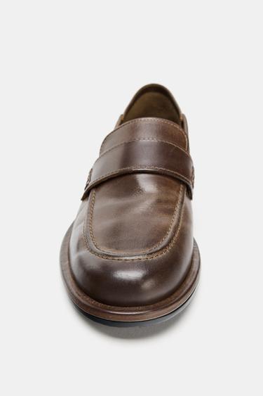 LEATHER PENNY LOAFERS - Brown by Zara - Image 3