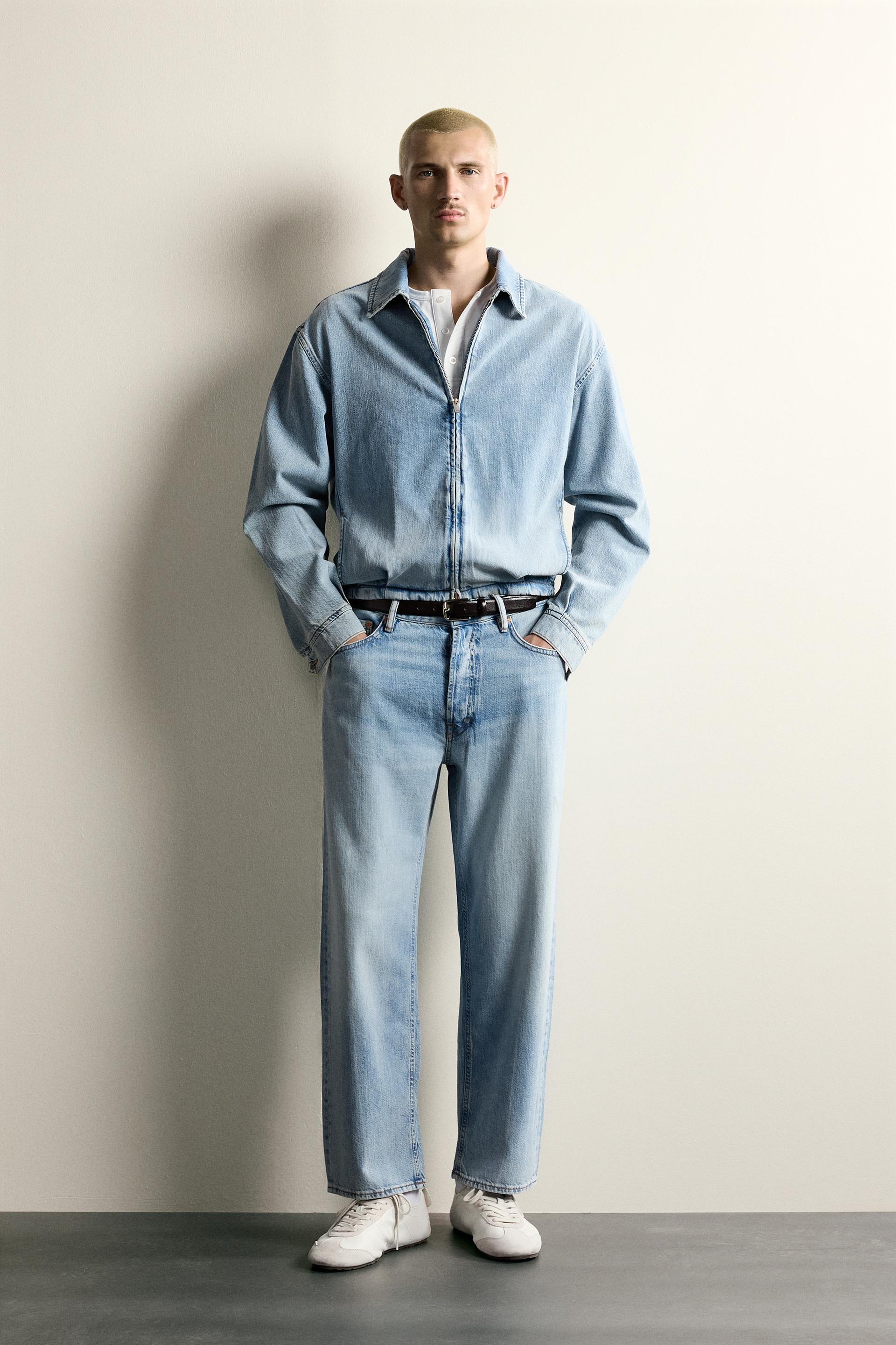 Zara washed denim zip-up jacket