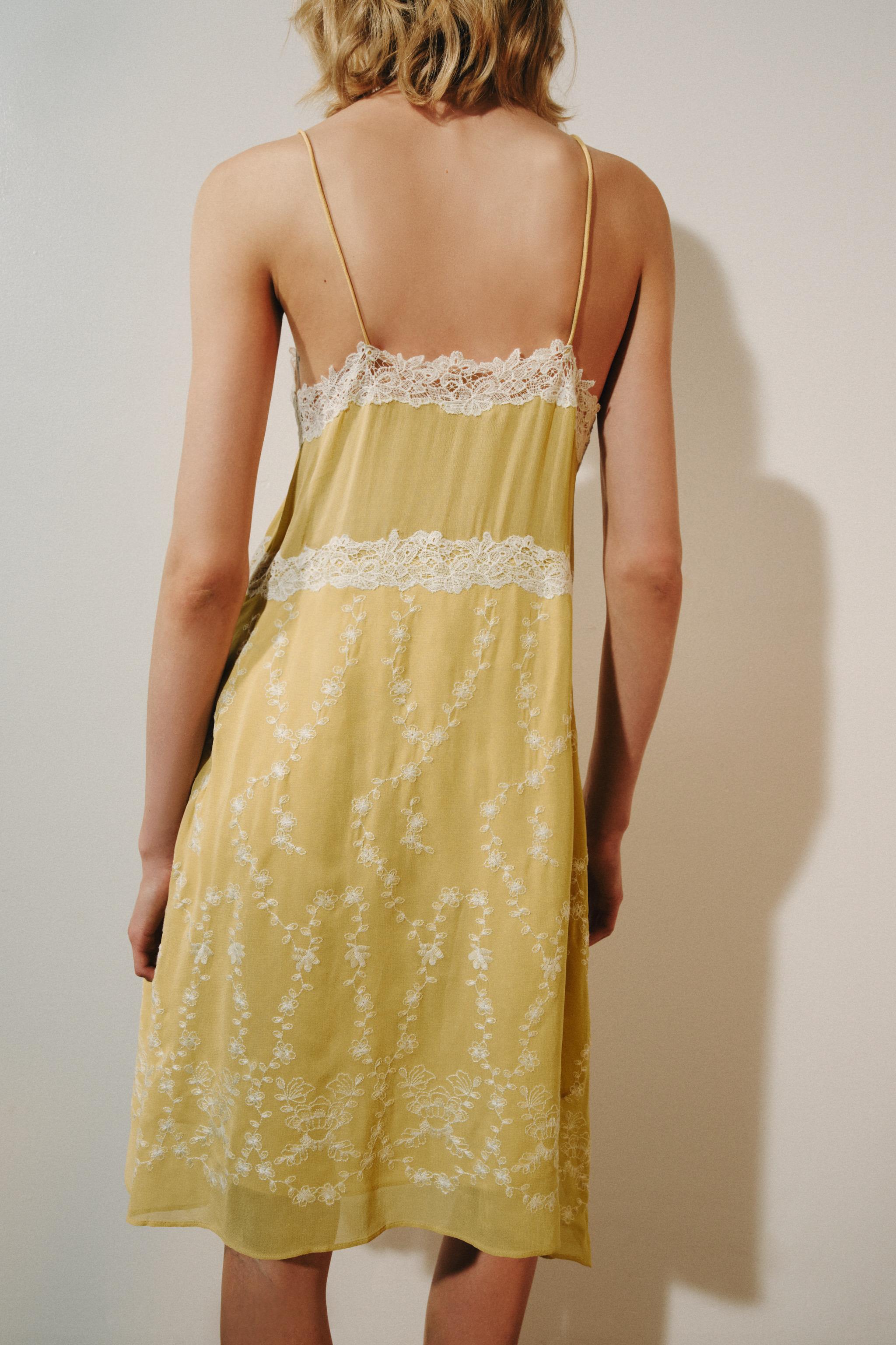 ZW COLLECTION EMBROIDERED SHORT DRESS - Lemon | ZARA India