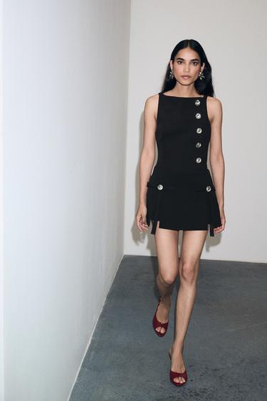 TOP WITH RHINESTONE BUTTONS - Black by Zara