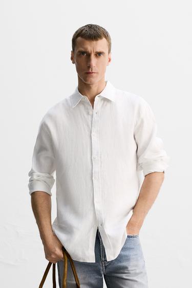 100% LINEN SHIRT - White by Zara