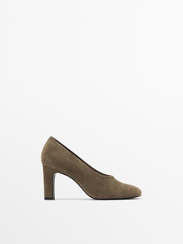 Escarpins en croûte de cuir - Gris taupe de Zara - Image 0