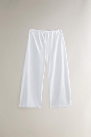 Zara PAMUČNE PANTALONE – Bela – Slika 0