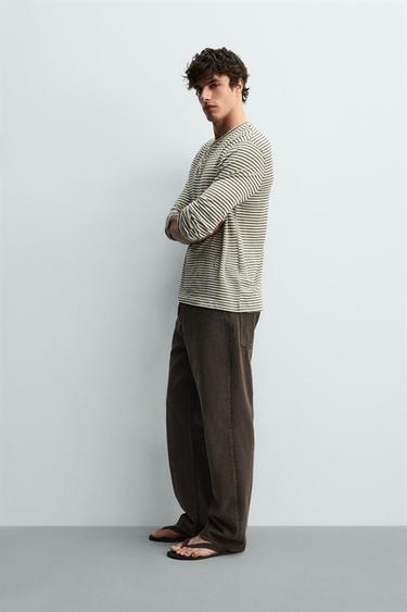 TEE-SHIRT REGULAR FIT RAYURES EN LIN - Rayures de Zara - Image 3