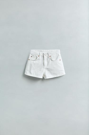 FLORAL DENIM BERMUDA SHORTS - White by Zara - Image 4