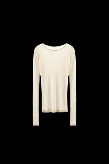 Zara LYOCELL BACK T-SHIRT - Oyster-white - Image 0