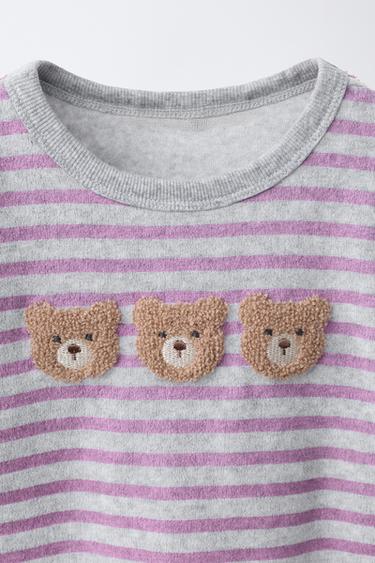 1.5-6 YEARS/ STRIPED BEAR VELOUR PYJAMAS - Grey marl by Zara