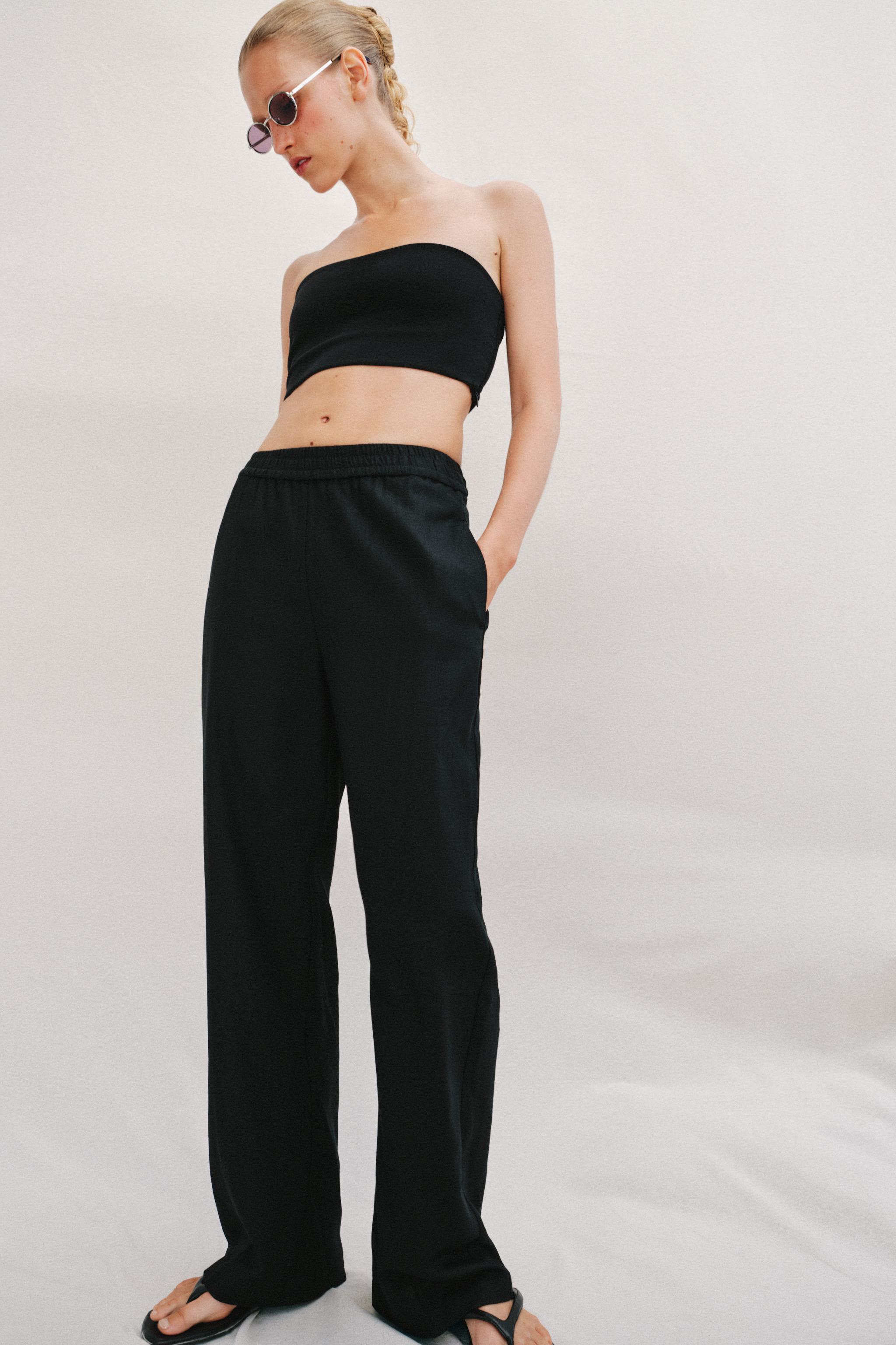 Женские брюки Zara LINEN STRAIGHT LEG PANTS — фото 3