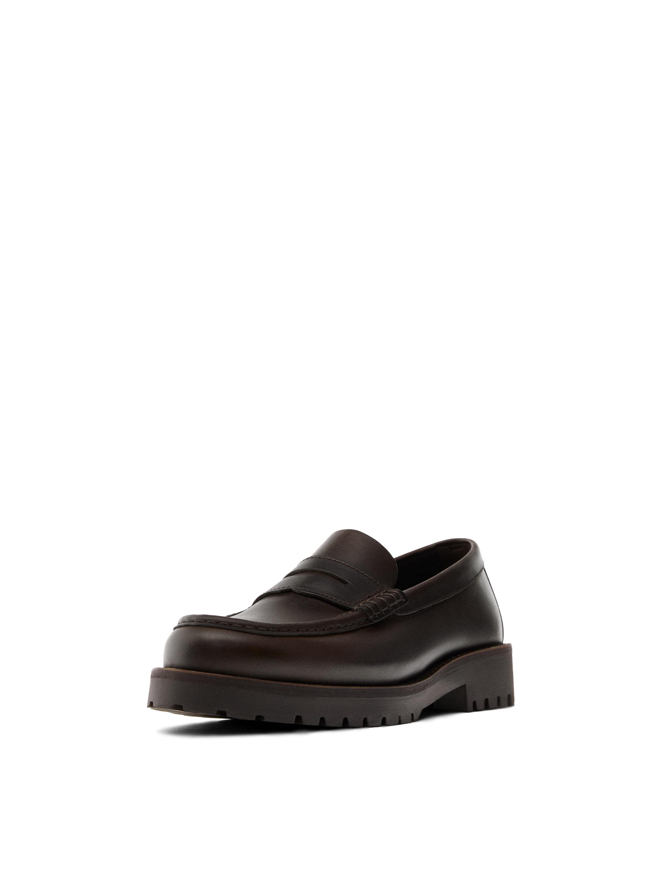 Moc toe loafers with track sole