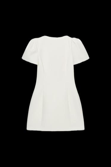 VESTIDO CORTO PLIEGUES BOLSILLOS - Crudo de Zara