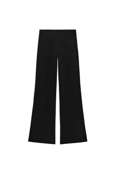 Zara 彈性寬管長褲 - 黑色