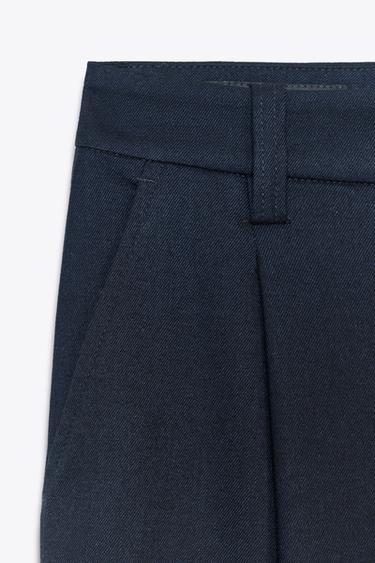 PLEATED TROUSERS WITH BUTTONED HEM - Navy blue by Zara - Image 6
