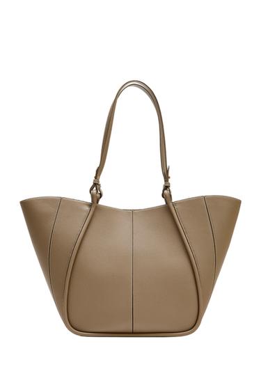 MAXI KABELKA SHOPPER S DETAILNÍMI UCHY - Hnědo šedá od Zara