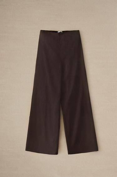 PANTALON EN SOIE - Marron foncé de Zara - Image 4