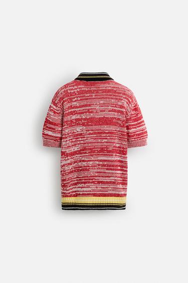 CONTRAST KNIT POLO SHIRT - Red by Zara - Image 8