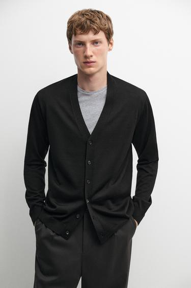 Zara Merino wool button-up cardigan - Black