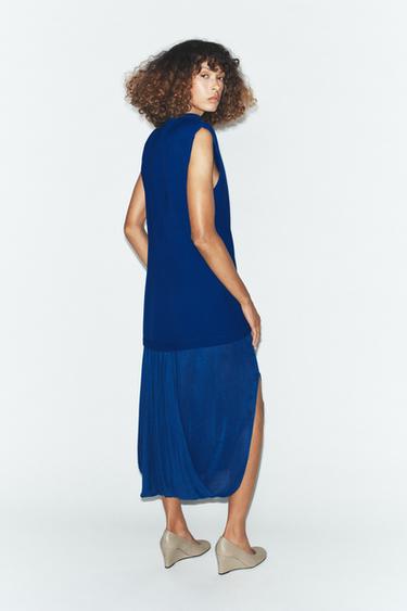 ROBE MIDI BIMATIÈRE - Bleu roi de Zara - Image 4
