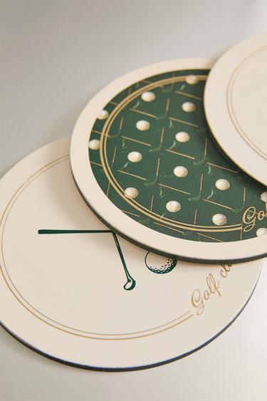PACK OF CORK GOLF COASTERS (PACK OF 4) - Green by Zara - Image 2