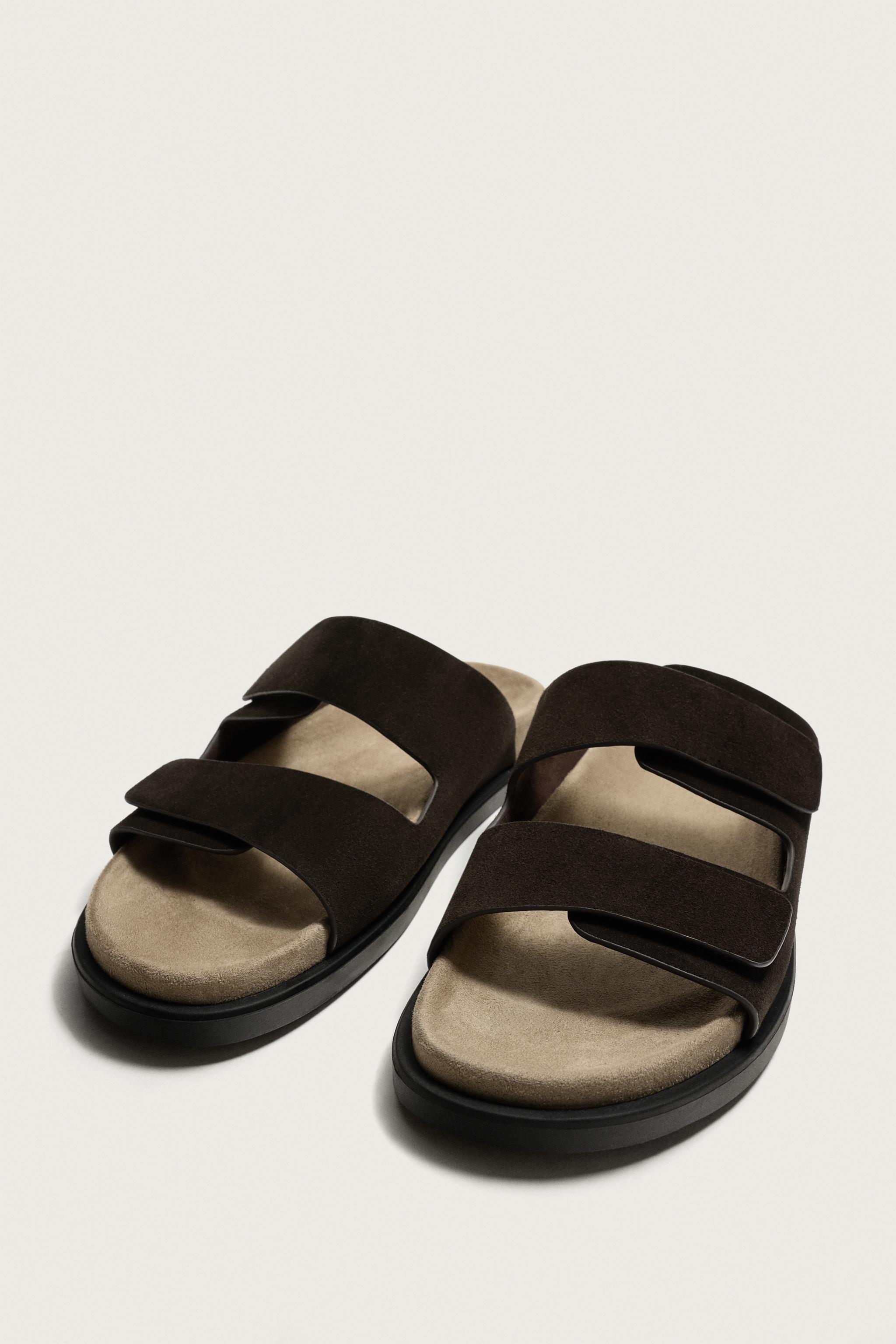 DOUBLE STRAP LEATHER SANDALS - Chocolate | ZARA South Africa