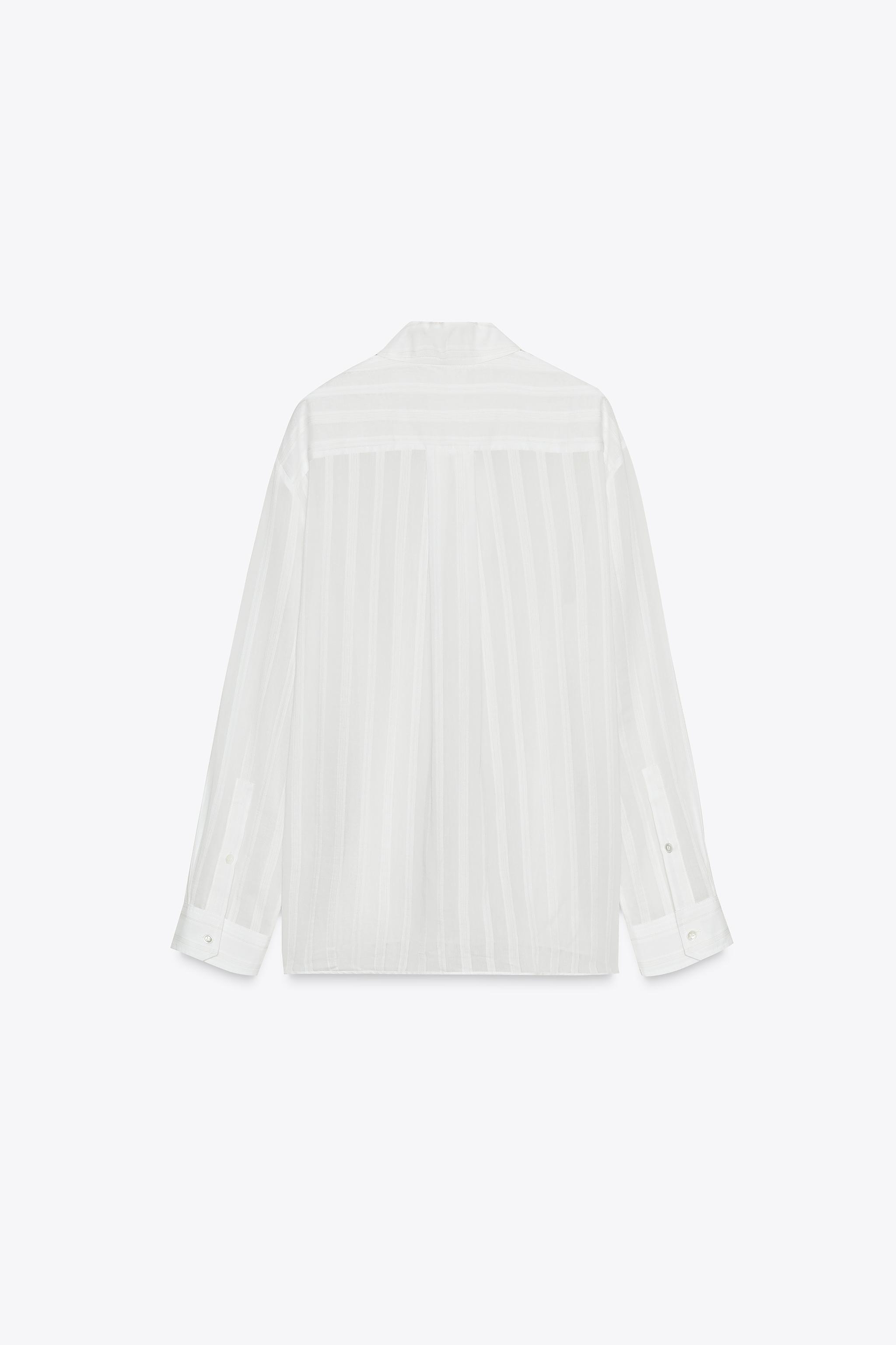 COTTON - SILK STRIPED SHIRT ZW COLLECTION - White | ZARA