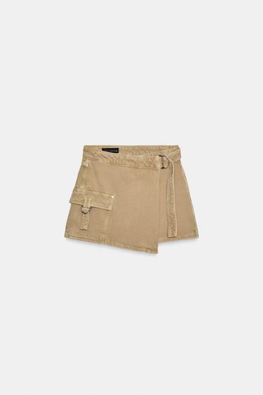 JUPE-PANTALON CROISÉE CARGO - Sable de Zara - Image 5