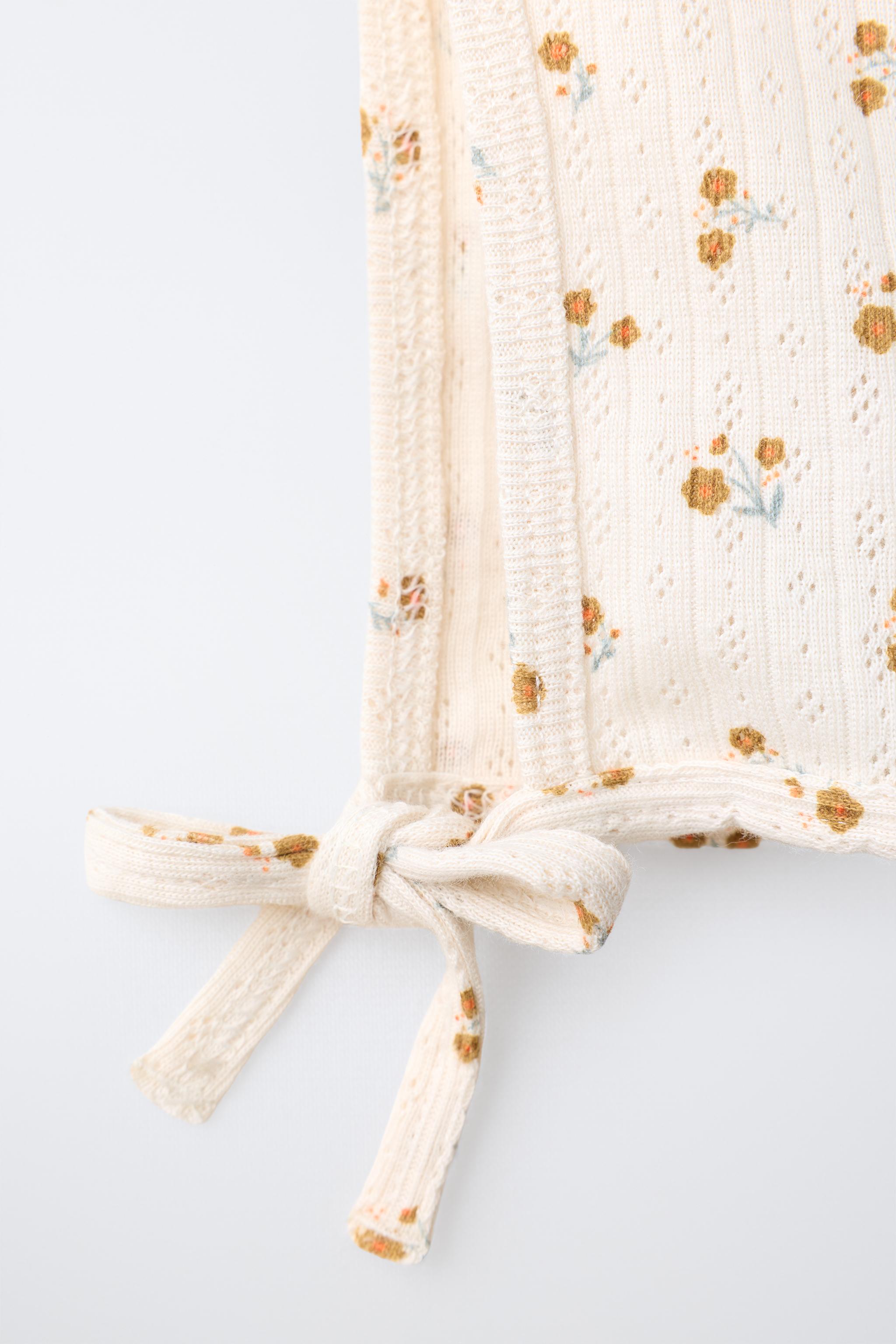 Детские брюки Zara FLORAL PRINT T-SHIRT, LEGGINGS AND BONNET SET — фото 7