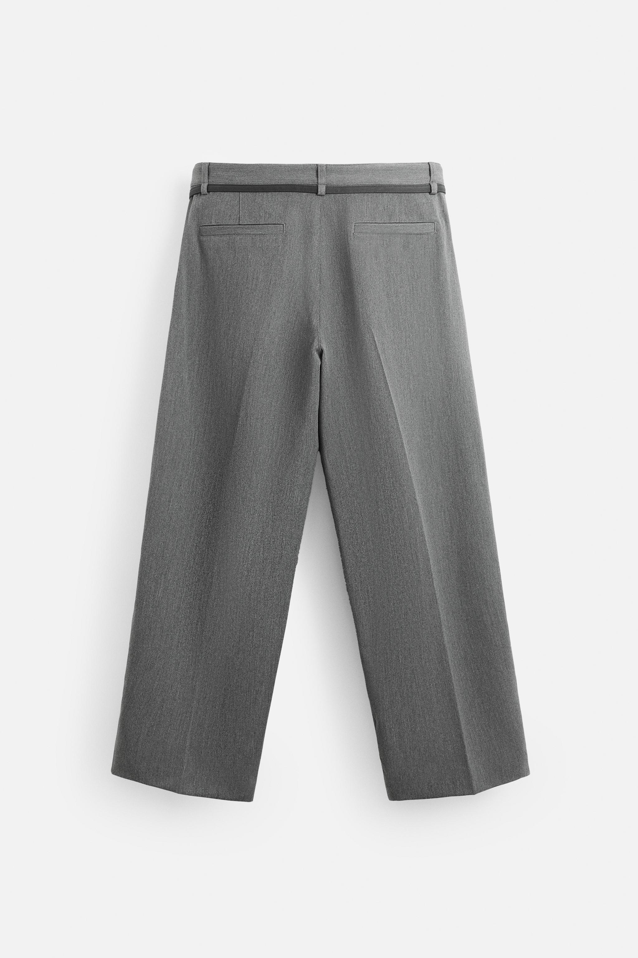 BELTED PLEATED PANTS - Gray | ZARA United States