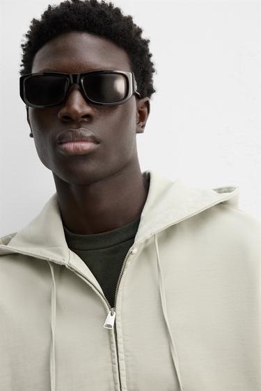 WASHED ZIP-UP HOODIE - Light beige by Zara - Image 4