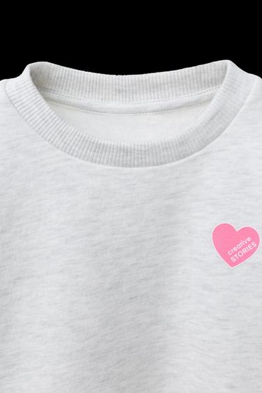 BASIC HEART SWEATSHIRT - Grey marl by Zara
