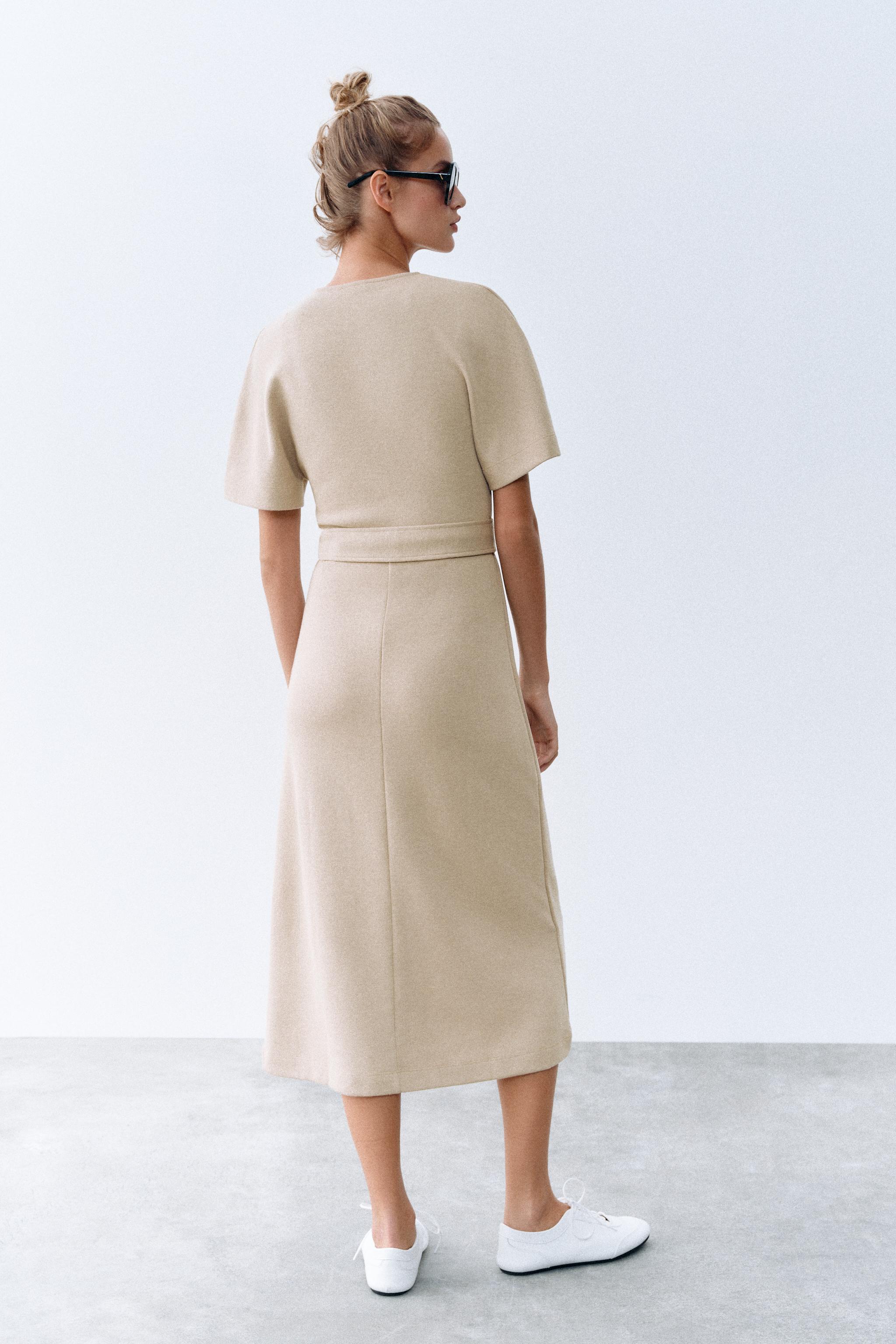 Zara Soft Kemerli Midi Elbise görsel 5