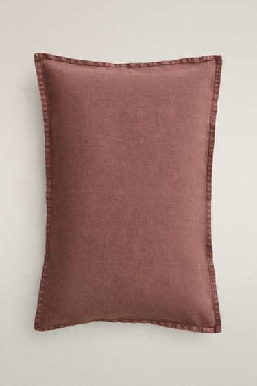 WASHED LINEN CUSHION COVER - Pink by Zara - Image 0