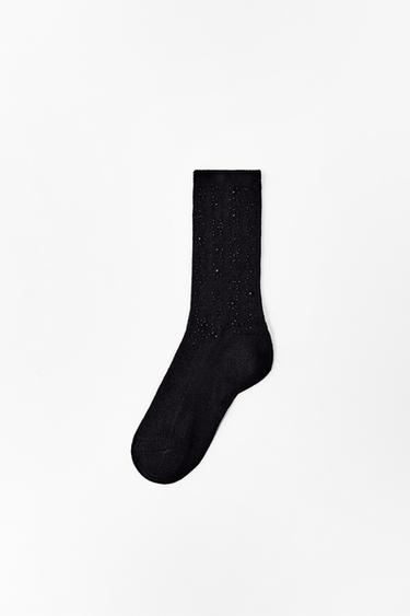 CALCETINES RIB STRASS - Negro de Zara