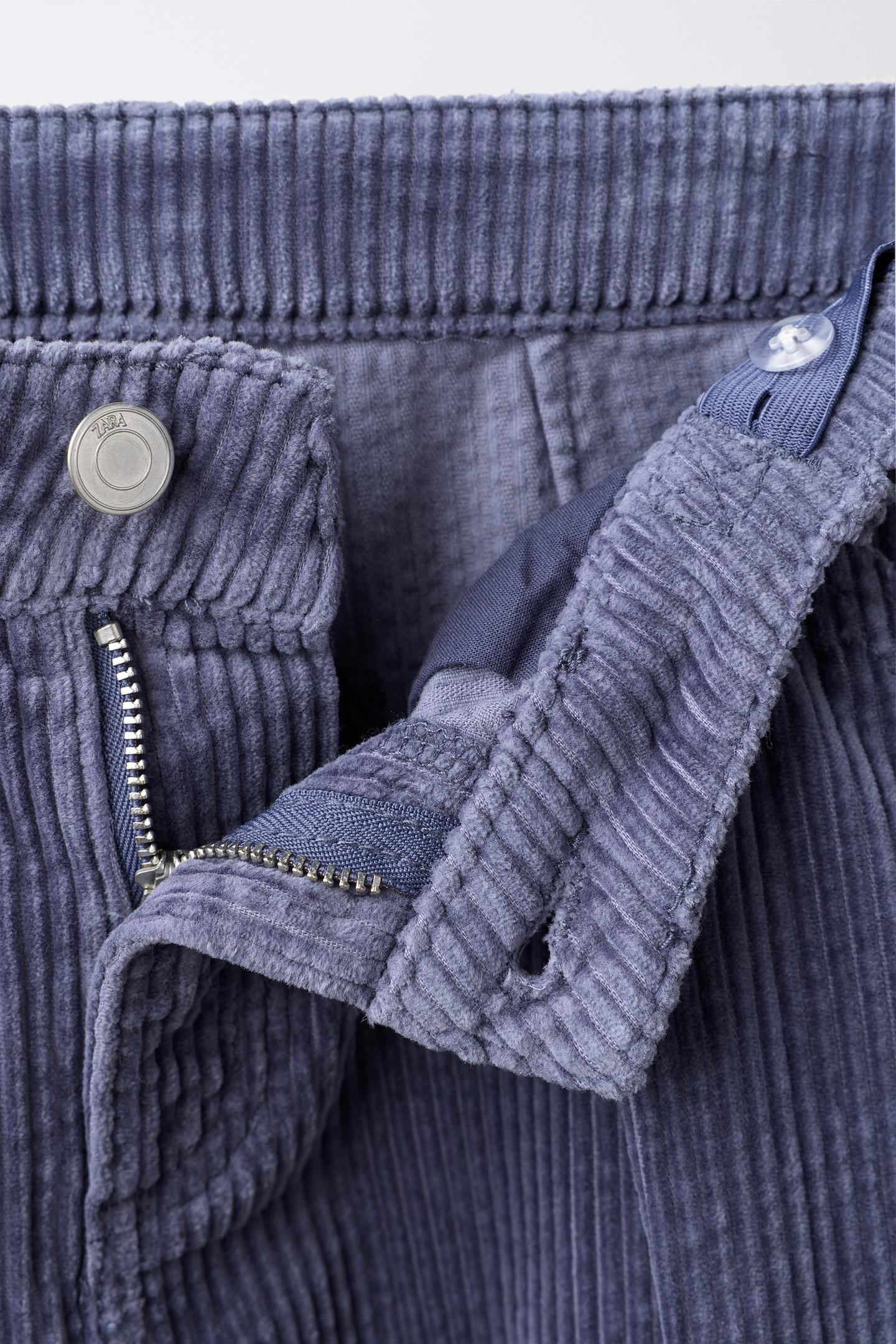 Детские брюки Zara Baggy Corduroy Pants with Darts, цвет: Синий / Стальной — фото 3